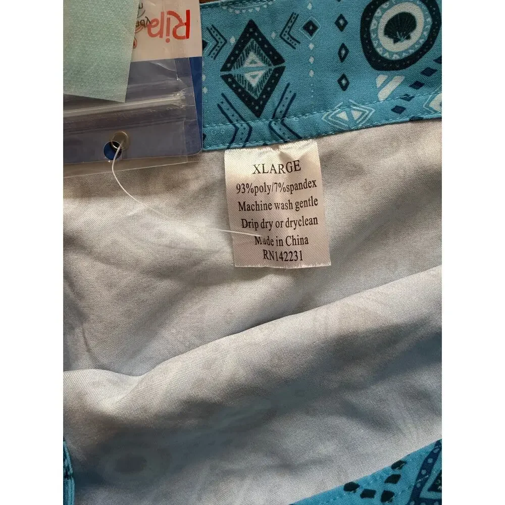 NWT RipSkirt Hawaii XL Length 2‎ BigBeach Blue Geo Tribal Adjustable Travel